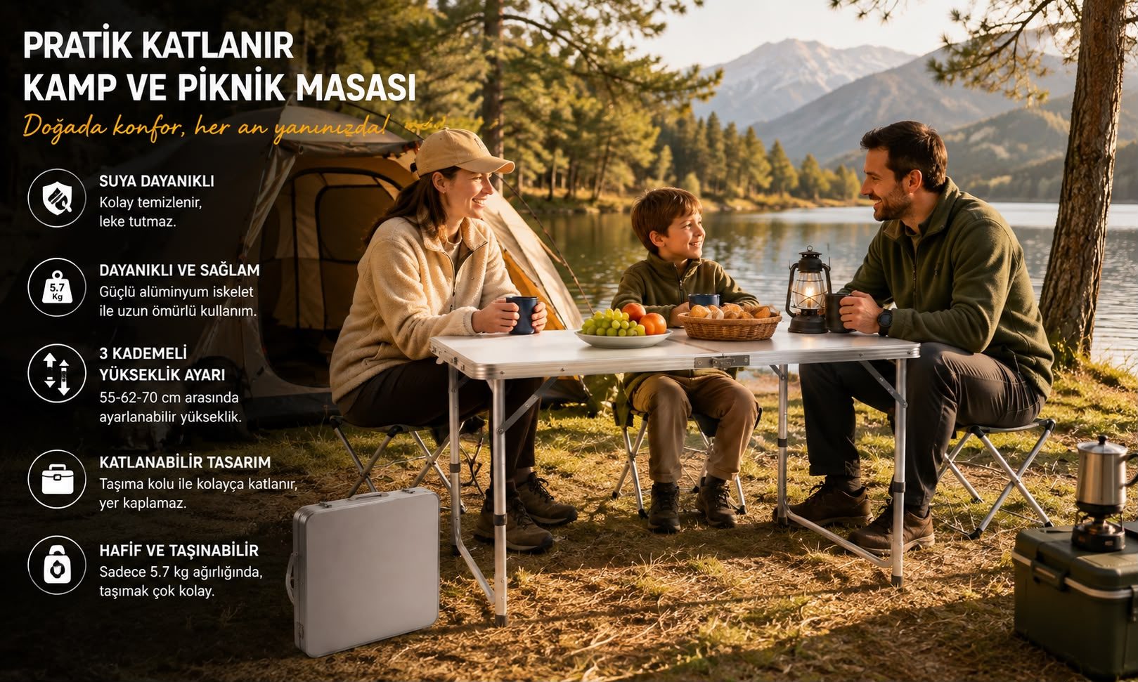 Kamp Masası 4 Tabureli