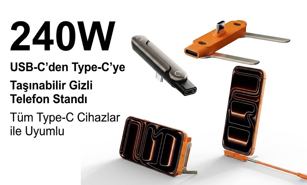 240W Type-C Katlanabilir Şarj Standı ve Telefon Tutucu